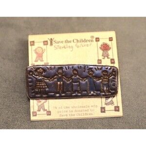 Vintage Sterling Save the Children Brooch on Card Vintage Pin
